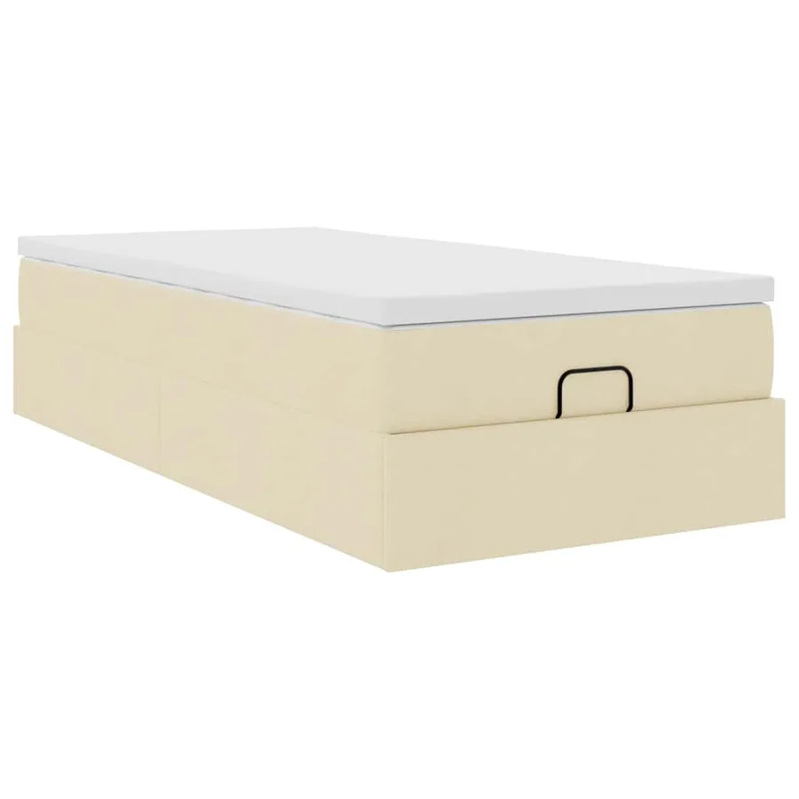 Cadre de lit ottoman avec matelas crème 90x190 cm tissu - 6