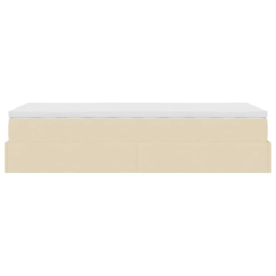 Cadre de lit ottoman avec matelas crème 90x190 cm tissu - 9