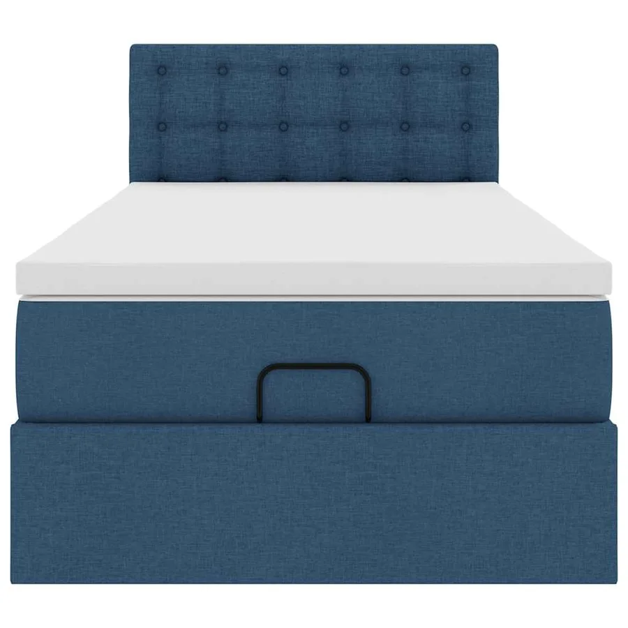 Cadre de lit ottoman avec matelas bleu 80x200 cm tissu - 6