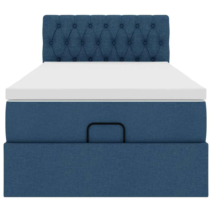 Cadre de lit ottoman avec matelas bleu 80x200 cm tissu - 8