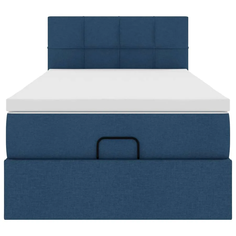 Cadre de lit ottoman avec matelas bleu 80x200 cm tissu - 8