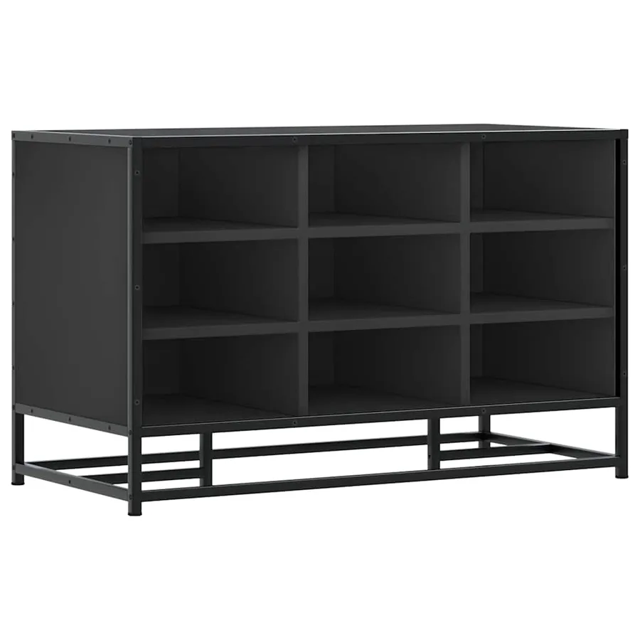 Banc à chaussures noir 84x40x53,5 cm bois d'ingénierie et métal - 2