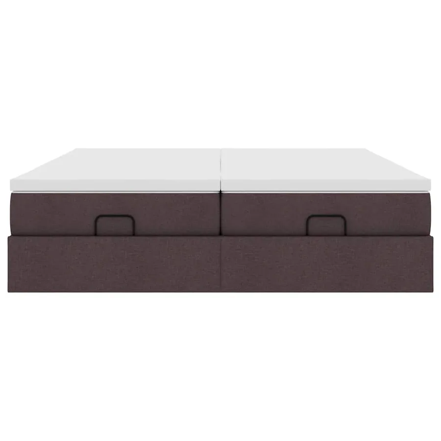 Cadre de lit ottoman avec matelas marron foncé 160x200 cm tissu - 10