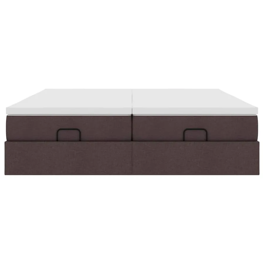 Cadre de lit ottoman avec matelas marron foncé 160x200 cm tissu - 7