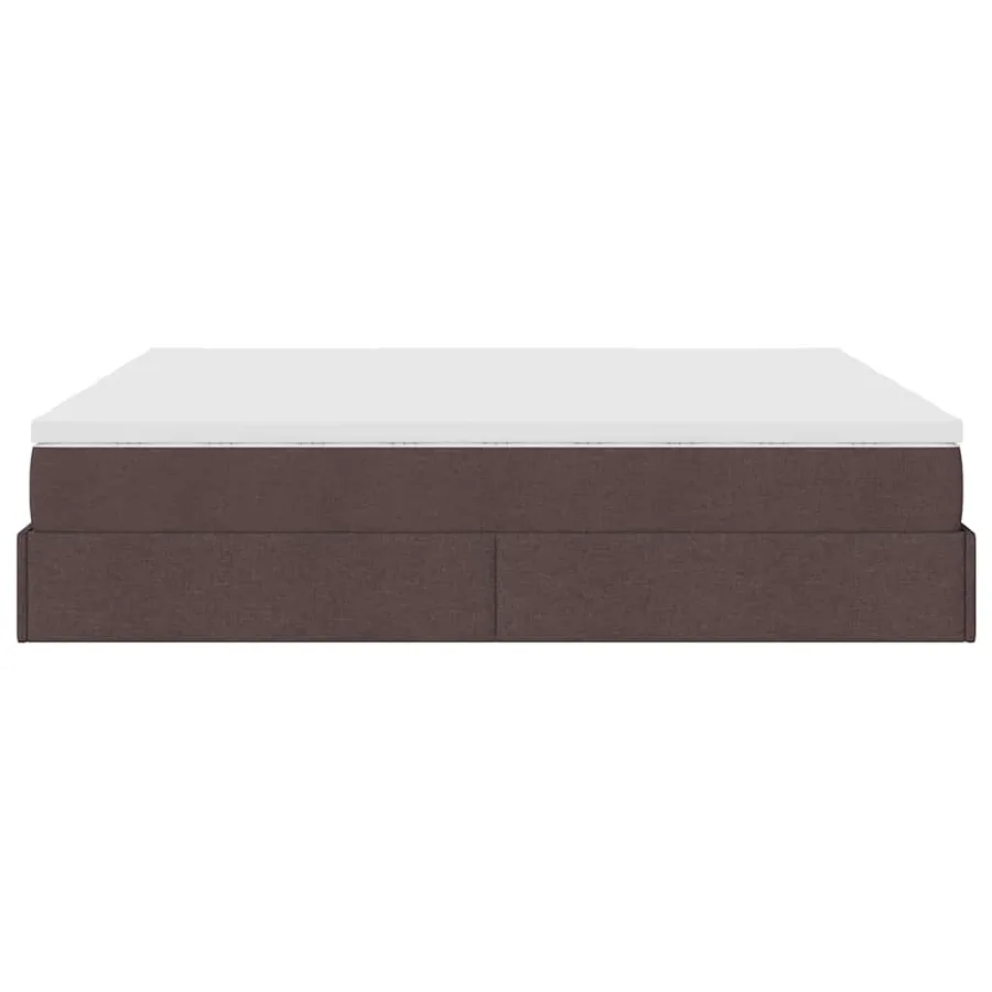 Cadre de lit ottoman avec matelas marron foncé 160x200 cm tissu - 9