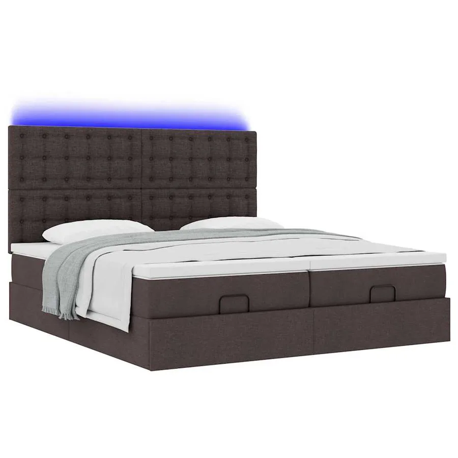 Cadre de lit ottoman avec matelas marron foncé 160x200 cm tissu - 6