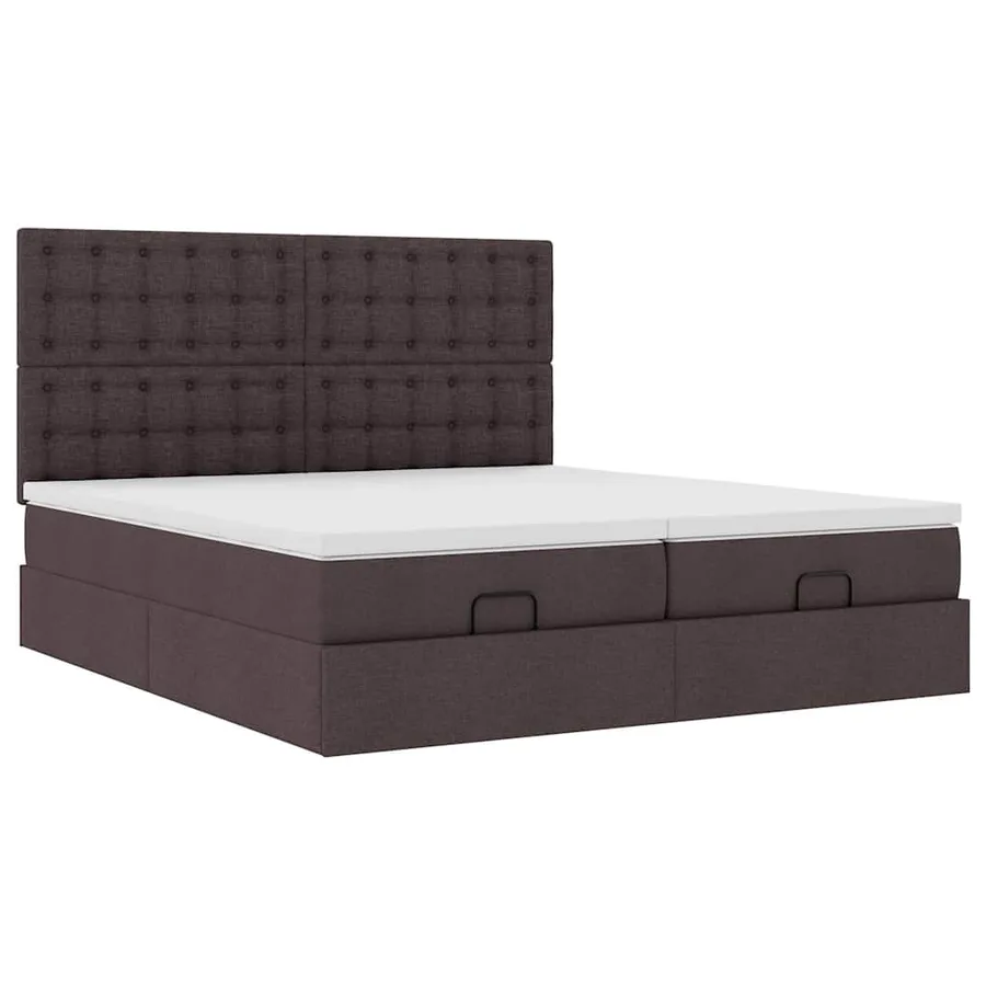 Cadre de lit ottoman avec matelas marron foncé 160x200 cm tissu - 7