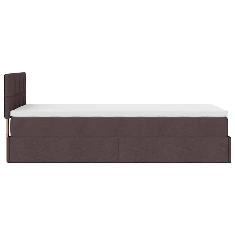Cadre de lit ottoman avec matelas marron foncé 80x200 cm tissu - 10