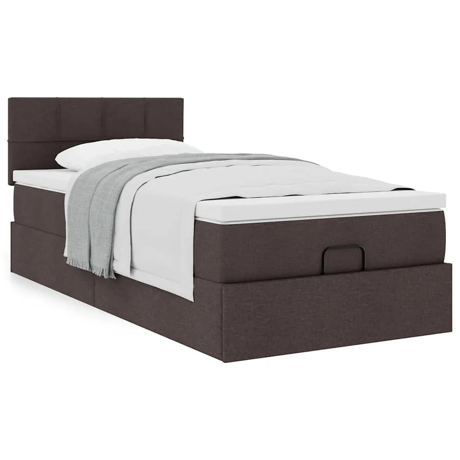 Cadre de lit ottoman avec matelas marron foncé 80x200 cm tissu - 4