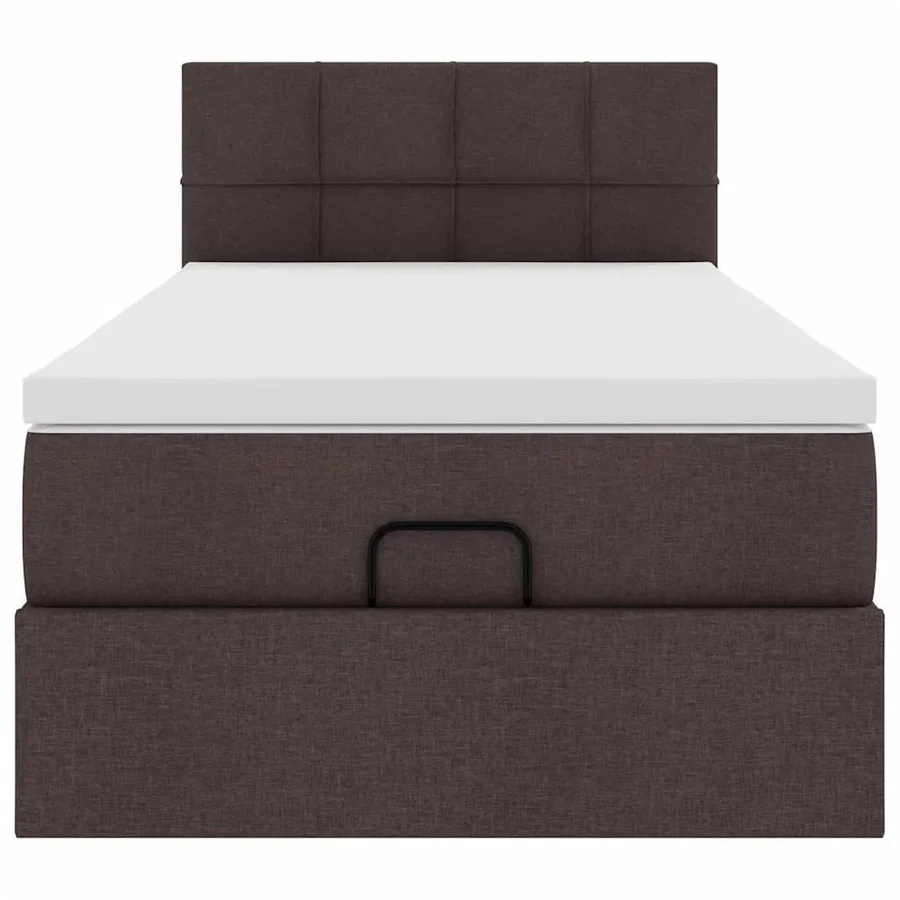Cadre de lit ottoman avec matelas marron foncé 80x200 cm tissu - 7