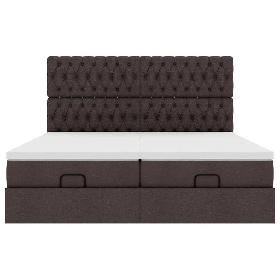 Cadre de lit ottoman avec matelas marron foncé 160x200 cm tissu - 8