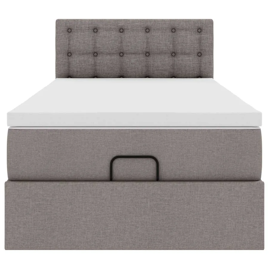 Cadre de lit ottoman avec matelas taupe 90x190 cm tissu - 8
