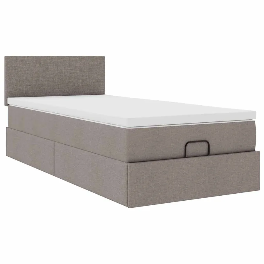 Cadre de lit ottoman avec matelas taupe 90x190 cm tissu - 7