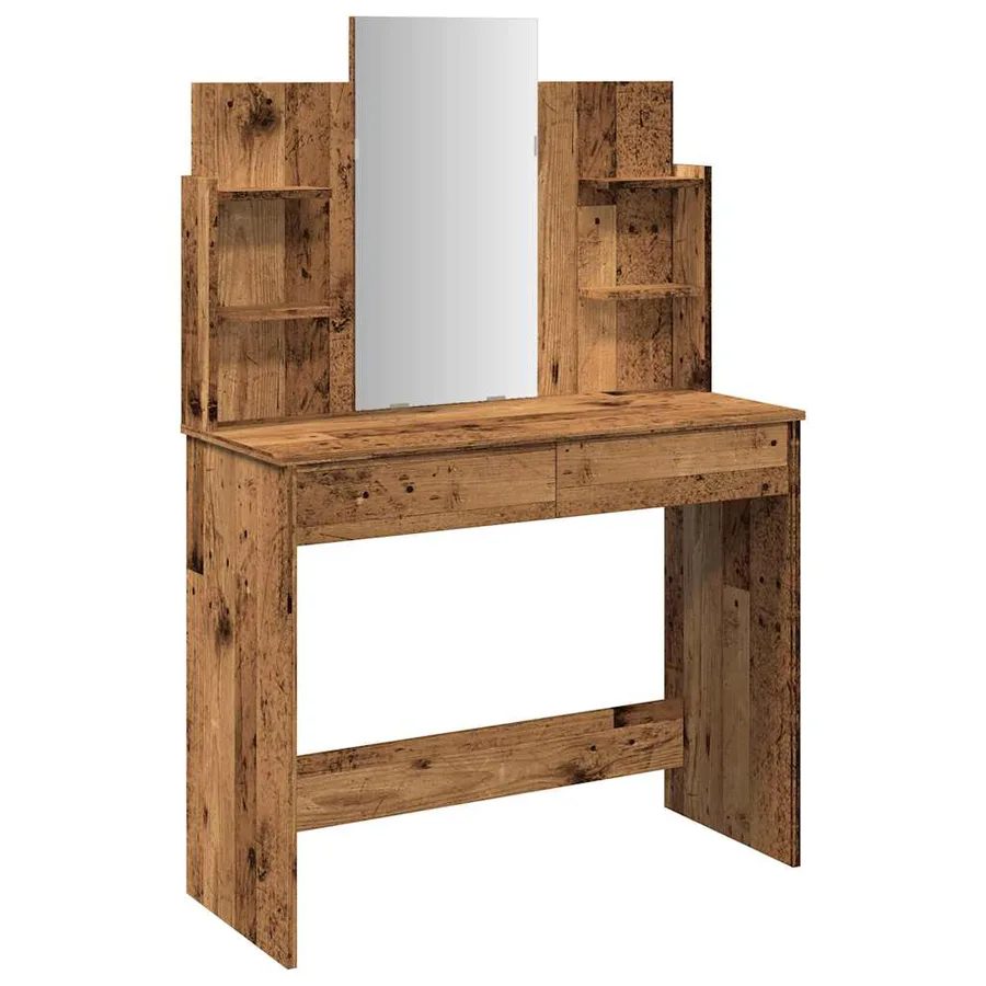 Coiffeuse avec miroir vieux bois 96x39x142 cm - 2