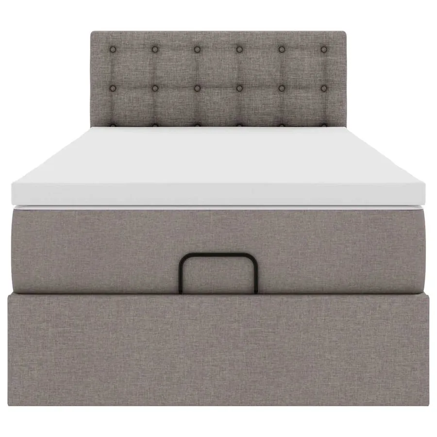 Cadre de lit ottoman avec matelas taupe 80x200 cm tissu - 7