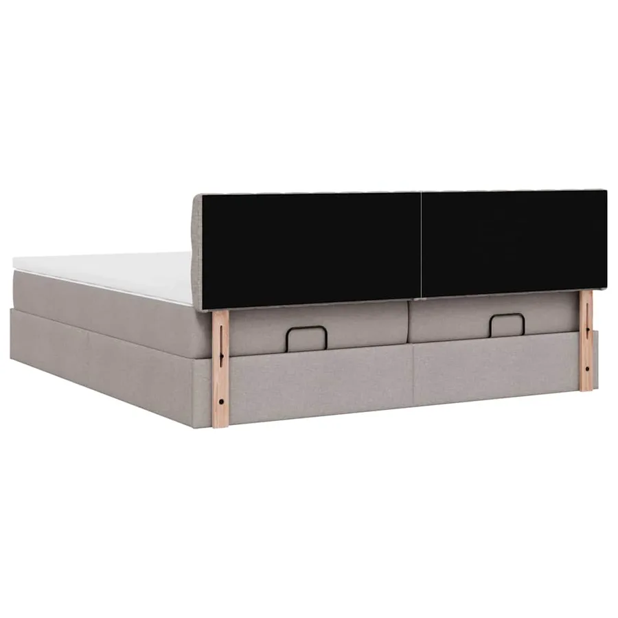 Cadre de lit ottoman avec matelas taupe 160x200 cm tissu - 12