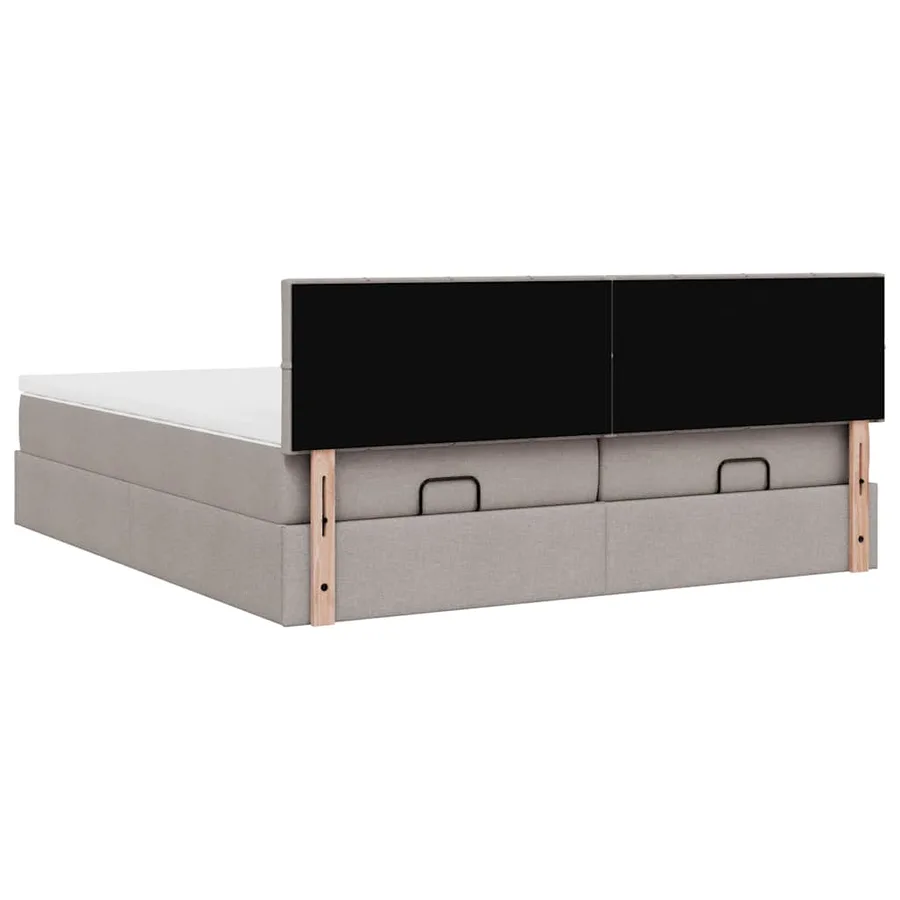 Cadre de lit ottoman avec matelas taupe 160x200 cm tissu - 12