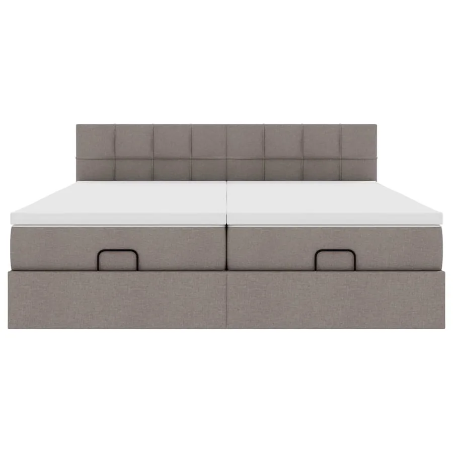 Cadre de lit ottoman avec matelas taupe 160x200 cm tissu - 8