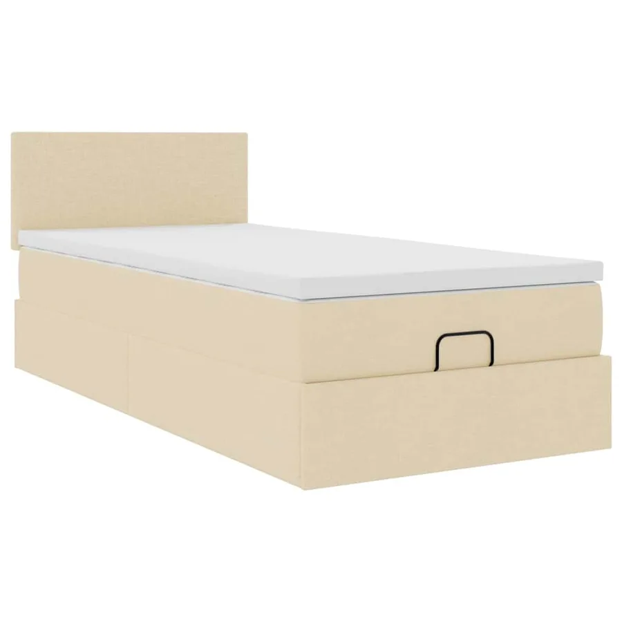 Cadre de lit ottoman avec matelas crème 80x200 cm tissu - 7