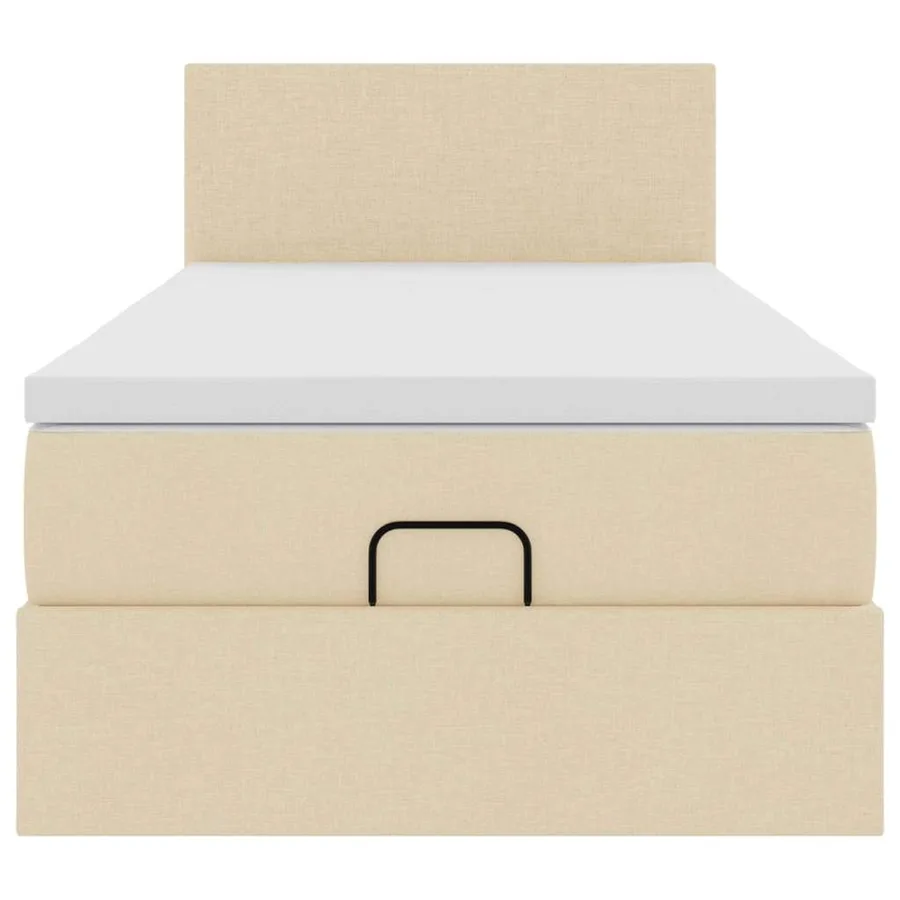 Cadre de lit ottoman avec matelas crème 80x200 cm tissu - 8