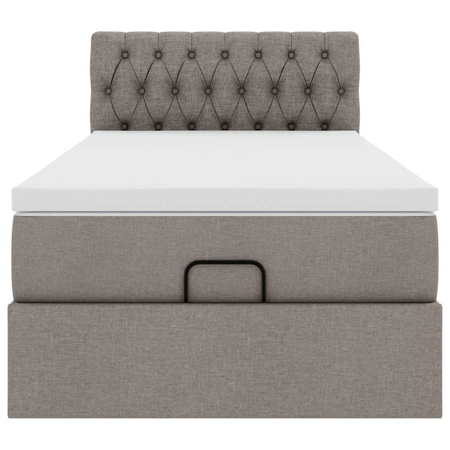 Cadre de lit ottoman avec matelas taupe 80x200 cm tissu - 8