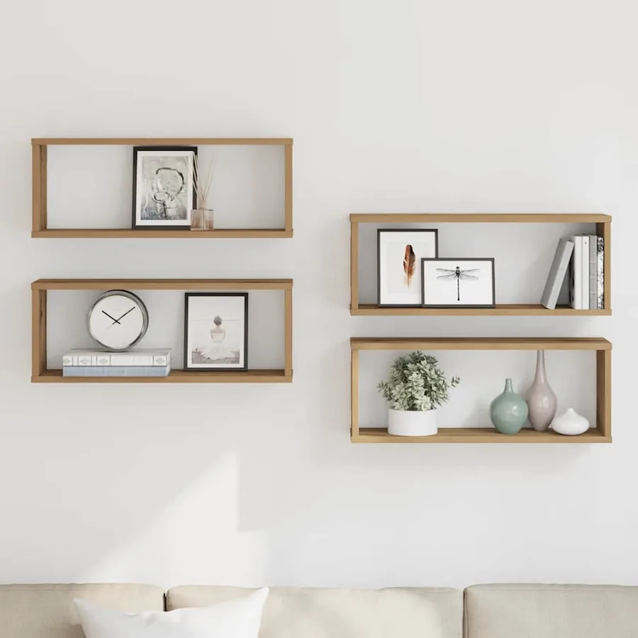 Étagères cube murales 4 pcs chêne artisanal 60x15x23 cm