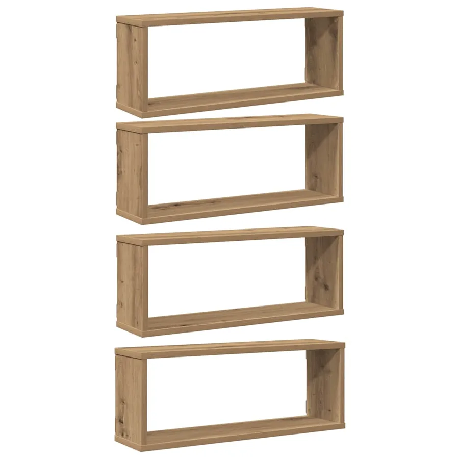Étagères cube murales 4 pcs chêne artisanal 60x15x23 cm - 2