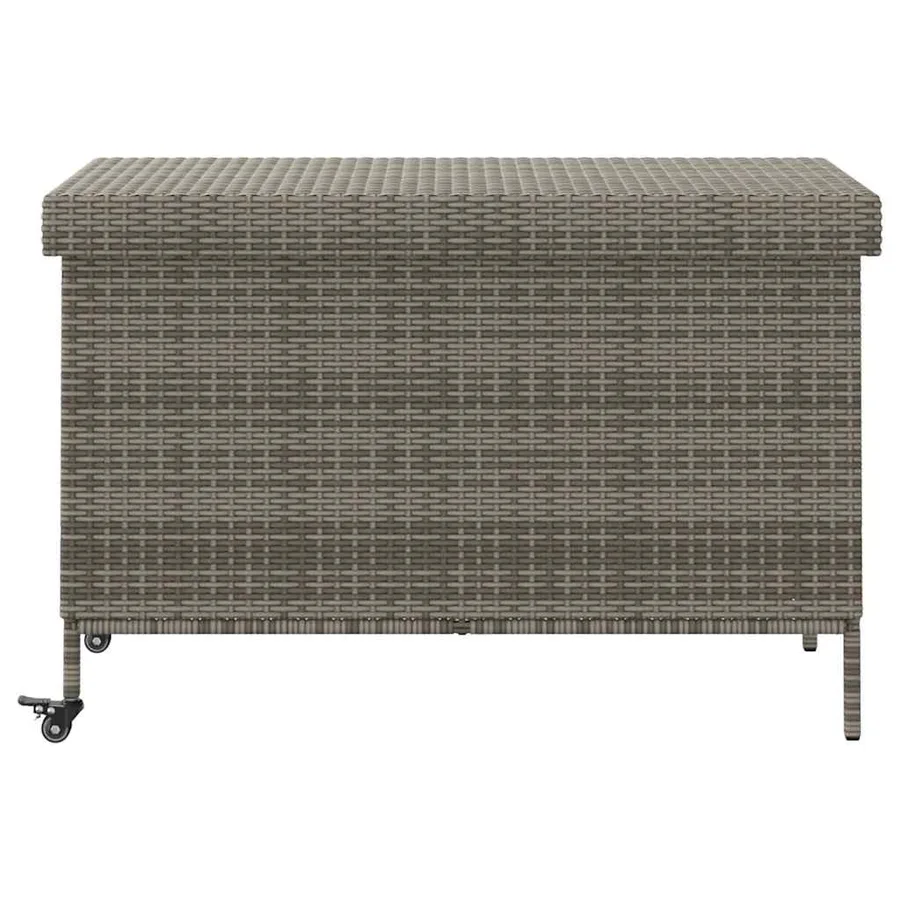 Boîte de rangement de jardin et roues gris résine tressée - 4