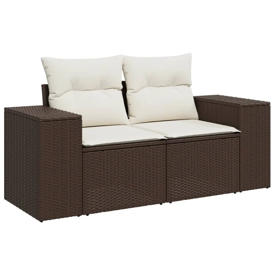 Salon de jardin avec coussins 5 pcs marron résine tressée - 3