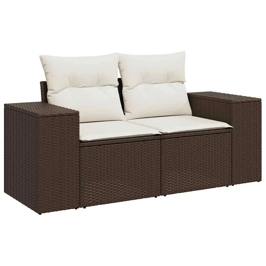 Salon de jardin avec coussins 9 pcs marron résine tressée - 3