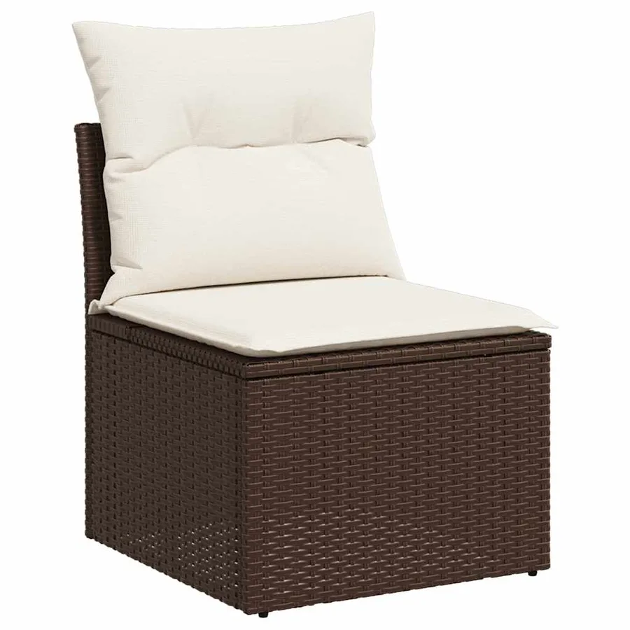 Salon de jardin avec coussins 9 pcs marron résine tressée - 4