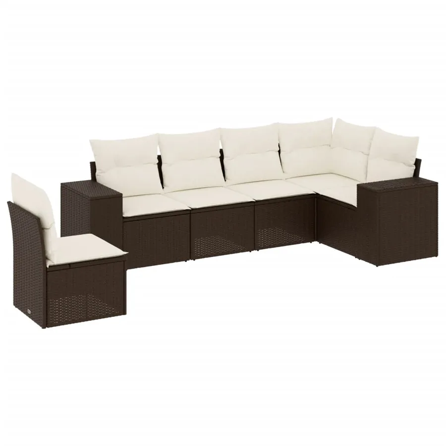 Salon de jardin avec coussins 6 pcs marron résine tressée - 2