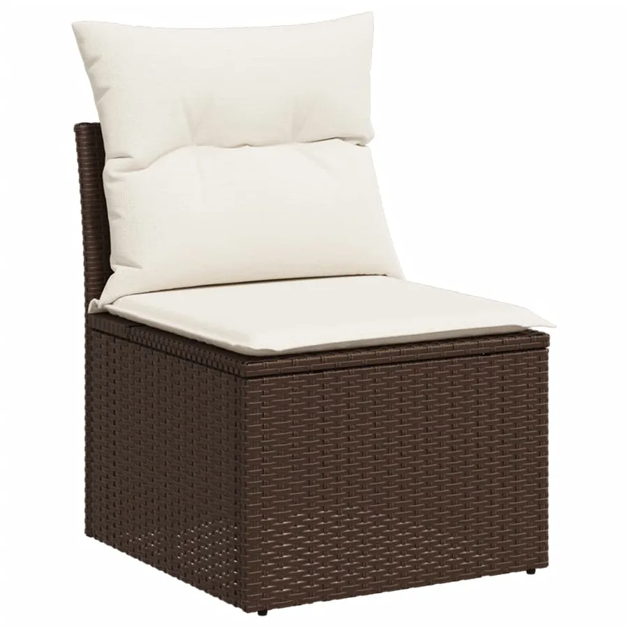 Salon de jardin 8 pcs avec coussins marron résine tressée - 4
