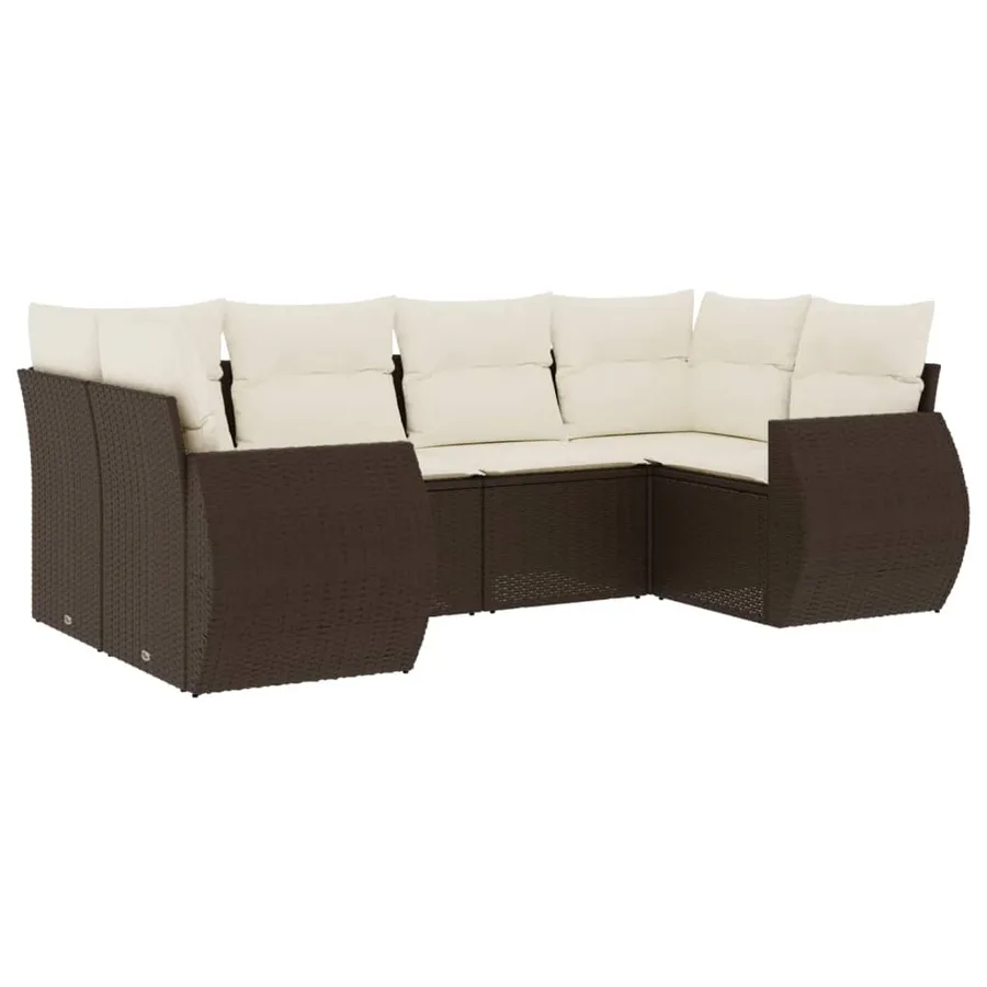 Salon de jardin avec coussins 6 pcs marron résine tressée - 2