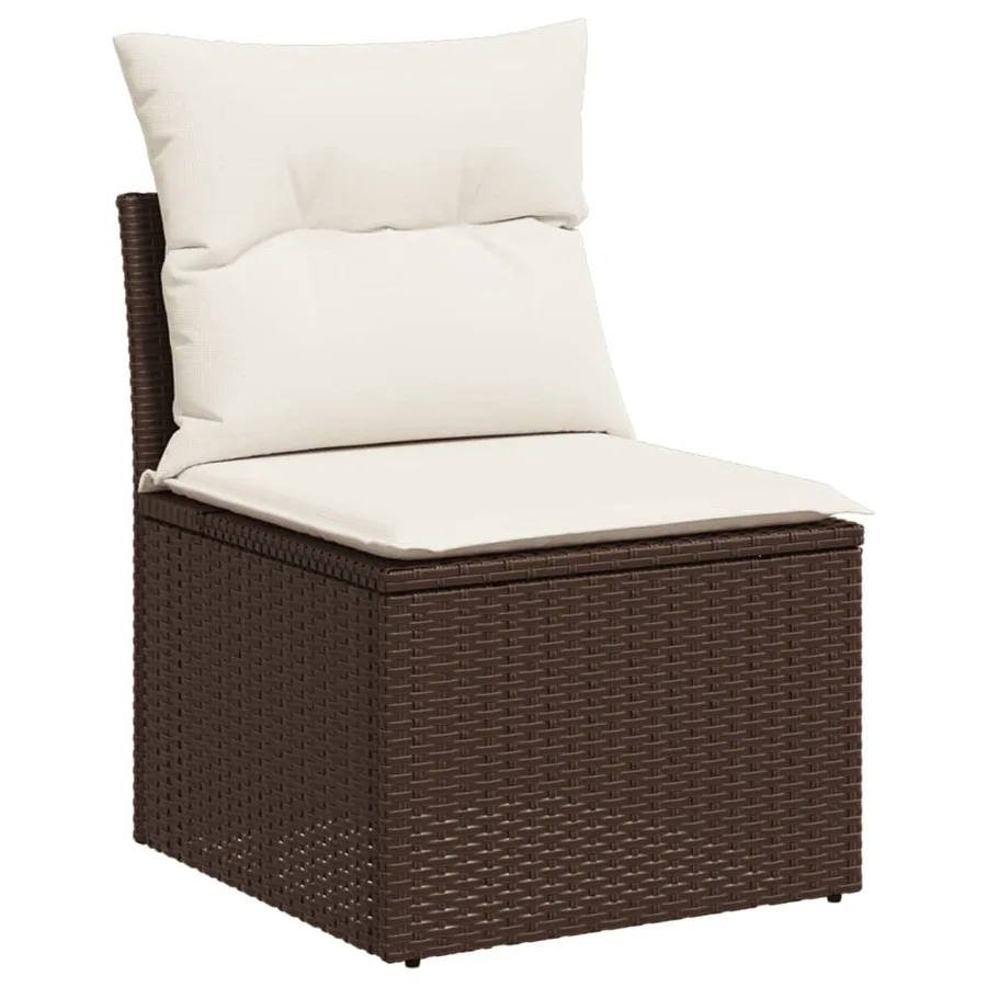 Salon de jardin avec coussins 9 pcs marron résine tressée - 5
