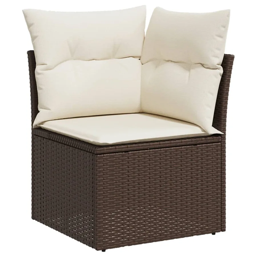 Salon de jardin avec coussins 9 pcs marron résine tressée - 6