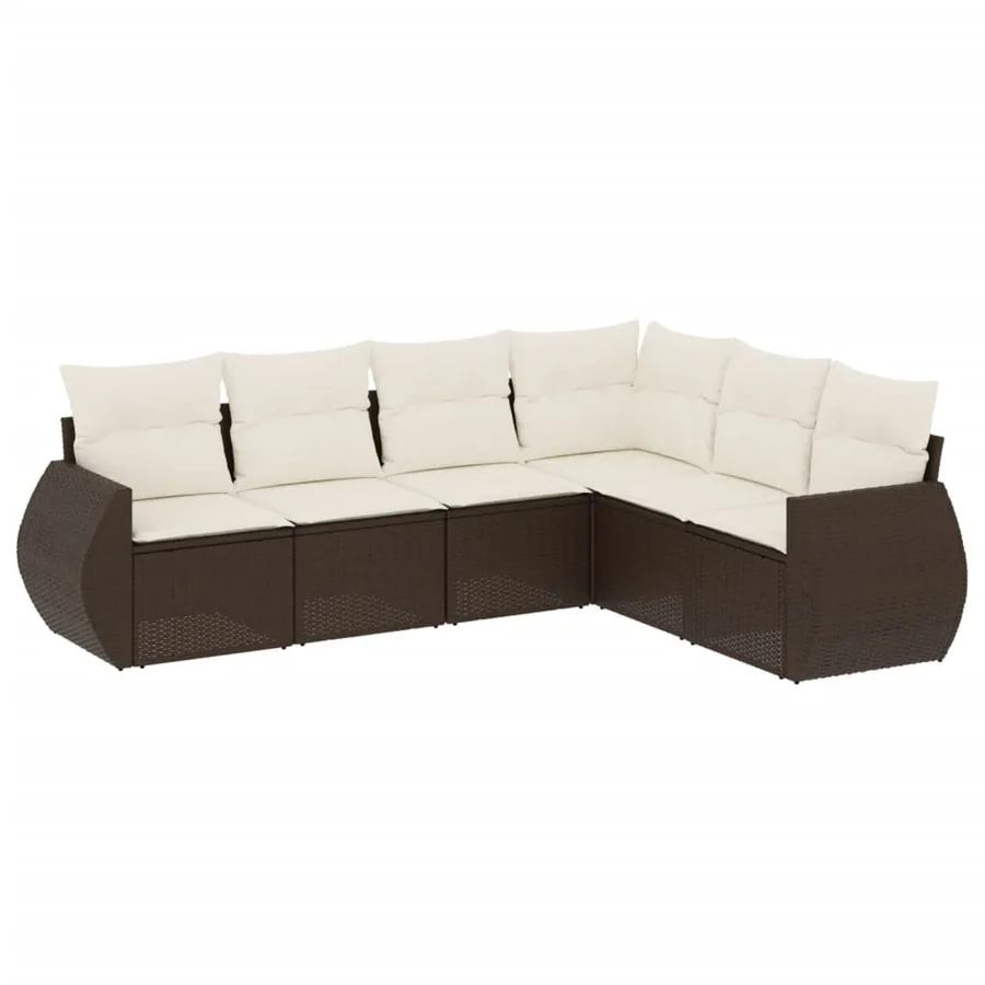 Salon de jardin avec coussins 6 pcs marron résine tressée - 2