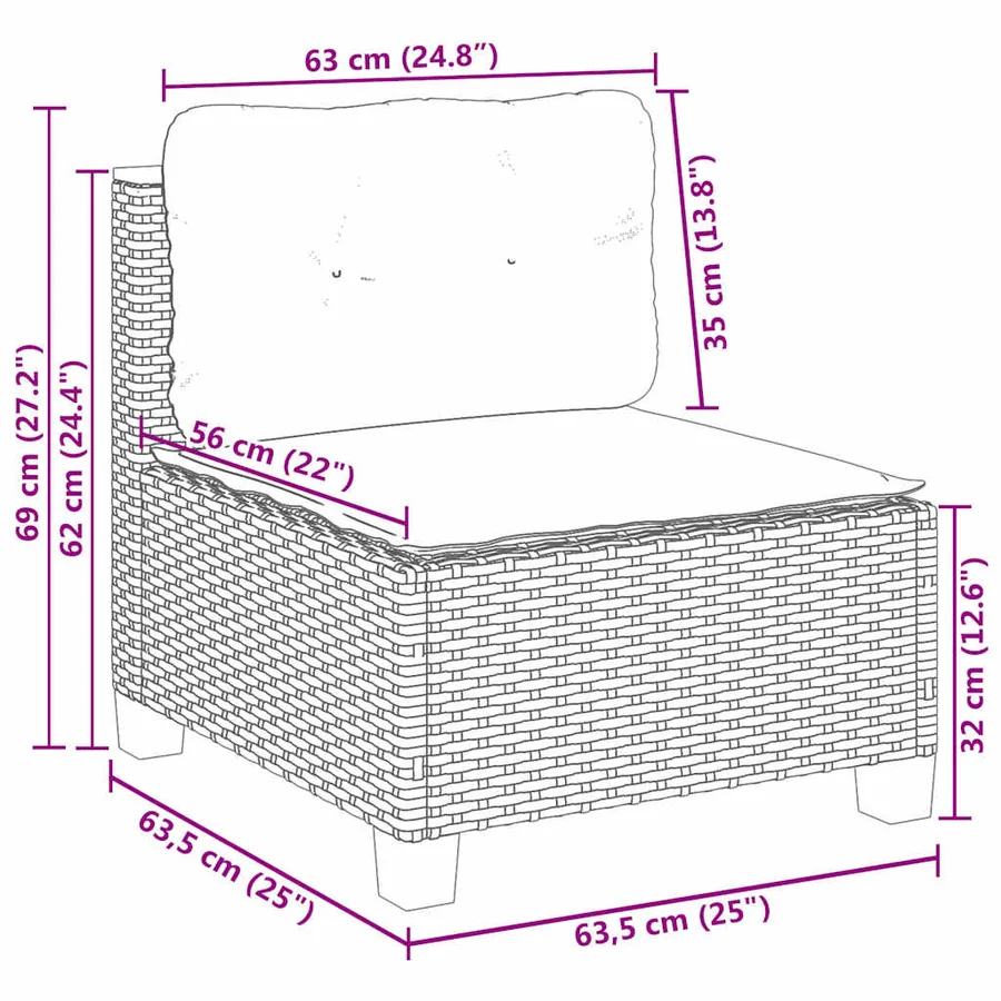 Salon de jardin avec coussins 9 pcs beige résine tressée - 12