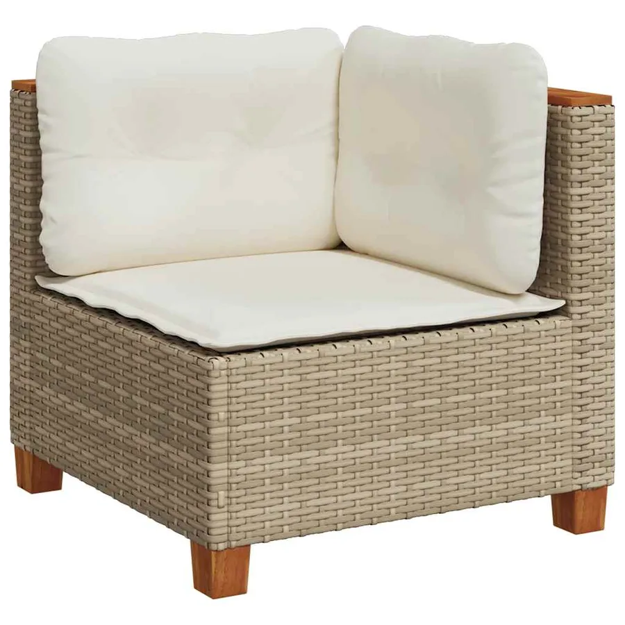 Salon de jardin avec coussins 9 pcs beige résine tressée - 3
