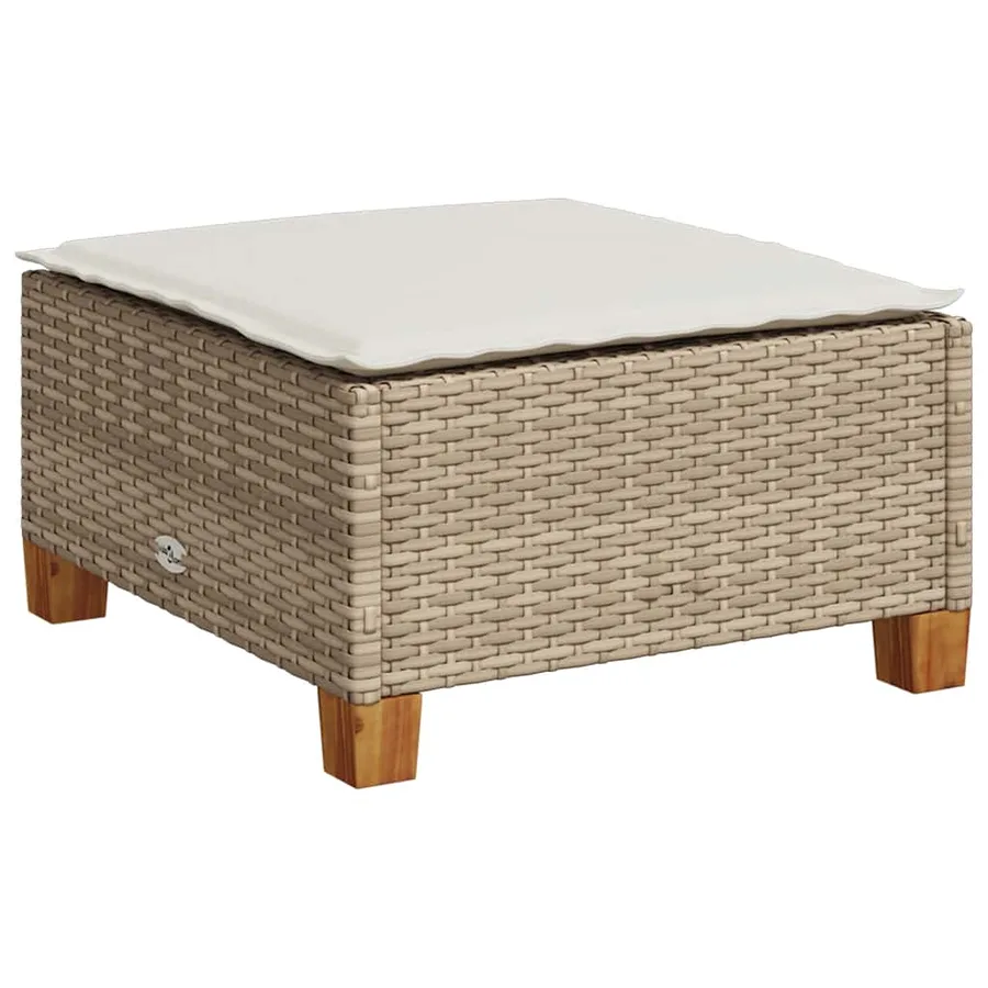 Salon de jardin avec coussins 9 pcs beige résine tressée - 5