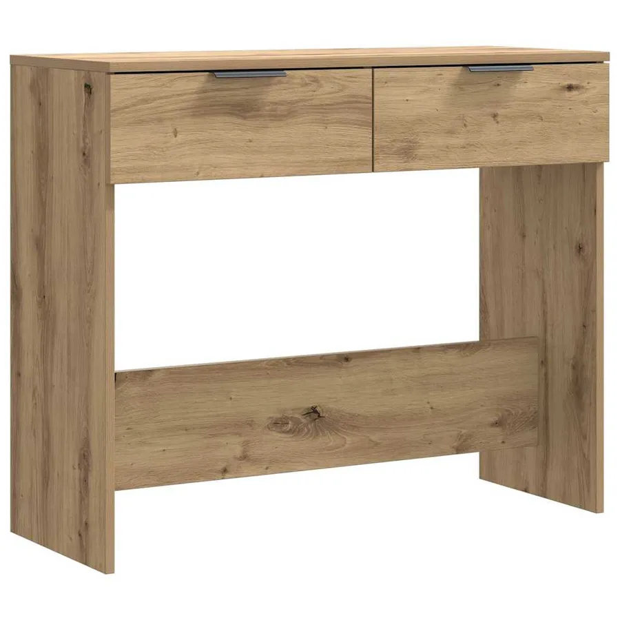 Table console chêne artisanal 90x36x75 cm bois d'ingénierie - 2