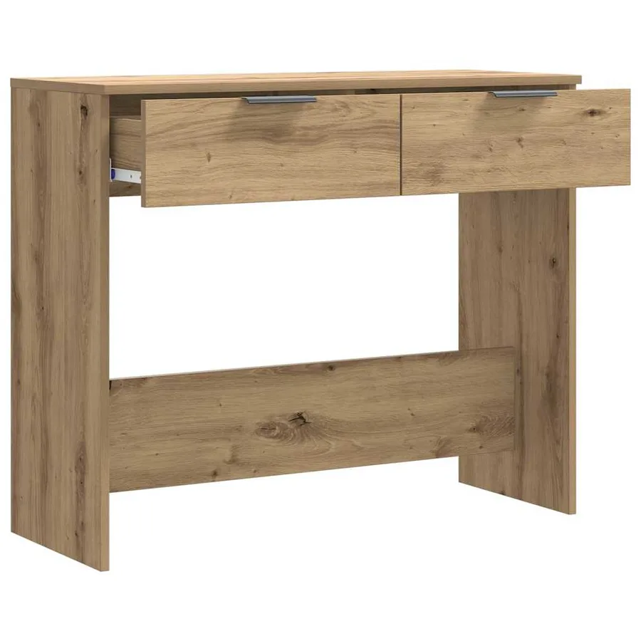 Table console chêne artisanal 90x36x75 cm bois d'ingénierie - 4