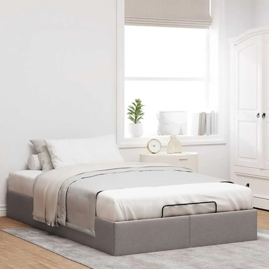 Cadre de lit ottoman sans matelas taupe 120x200 cm tissu - 3
