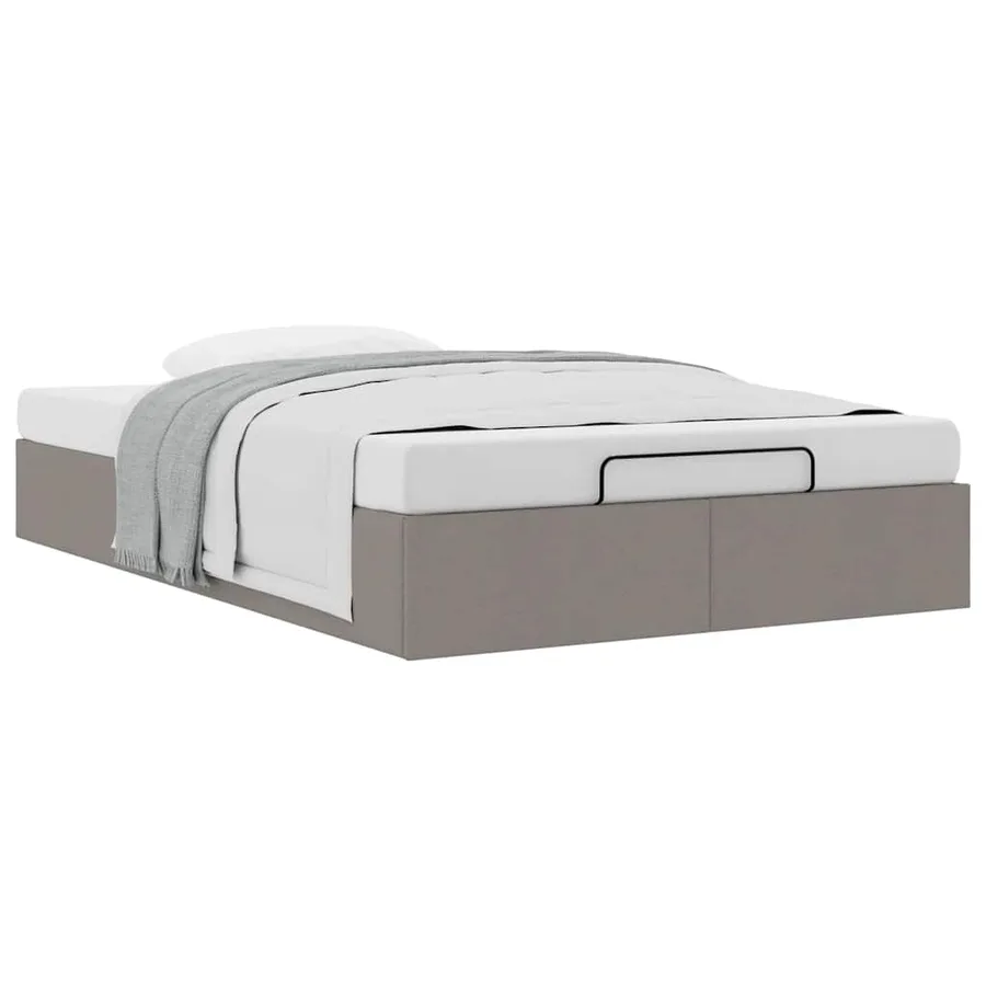 Cadre de lit ottoman sans matelas taupe 120x200 cm tissu - 5