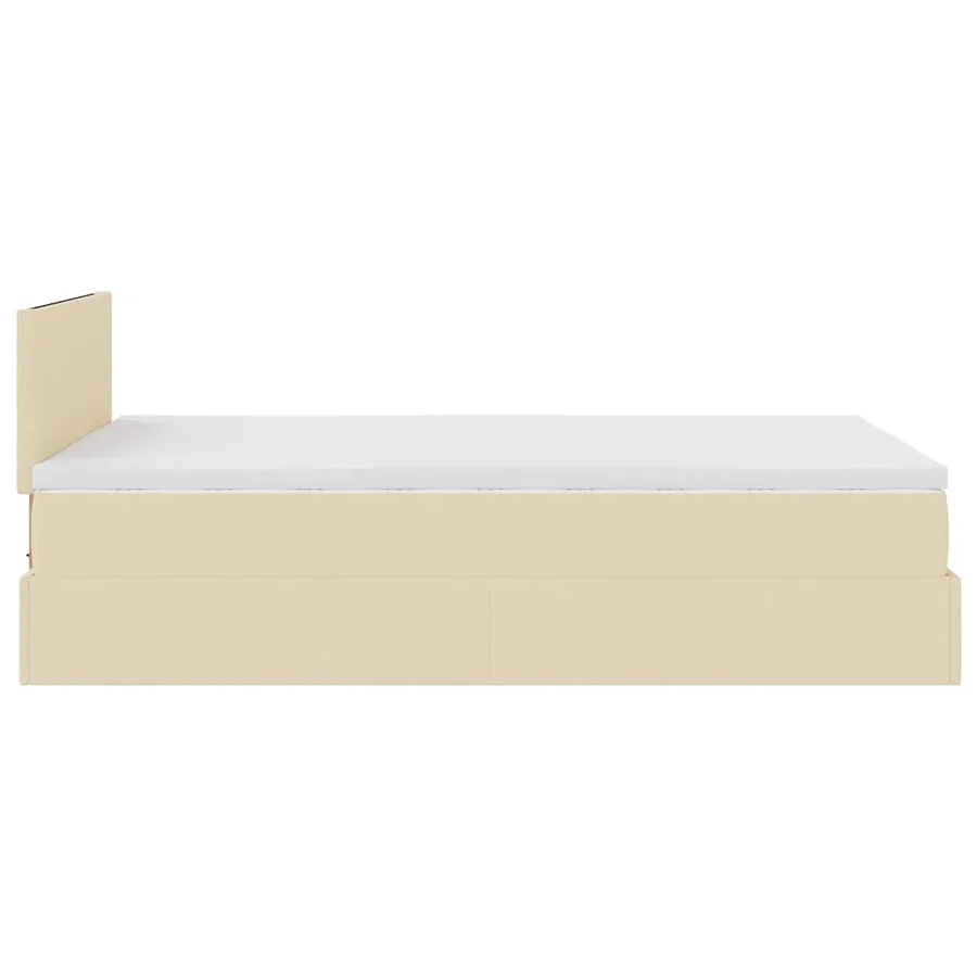 Cadre de lit ottoman avec matelas crème 120x200cm tissu - 11