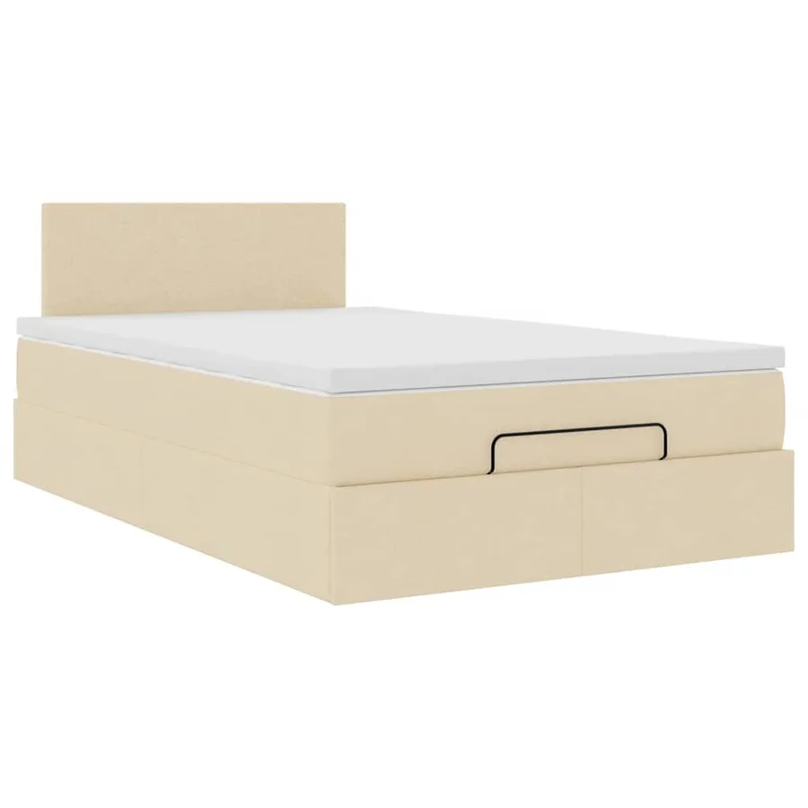 Cadre de lit ottoman avec matelas crème 120x200cm tissu - 7