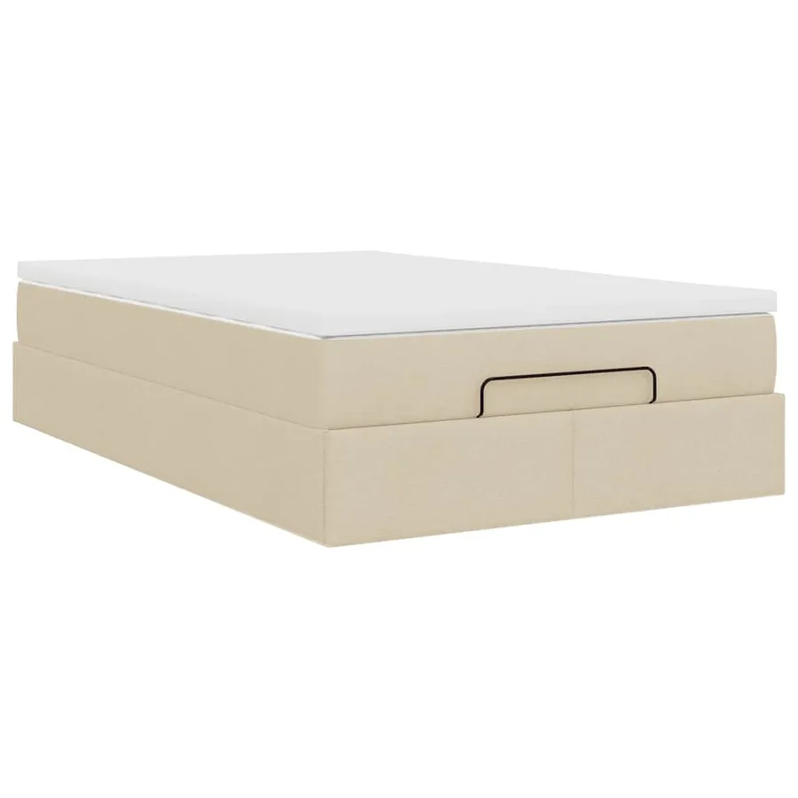 Cadre de lit ottoman avec matelas crème 120x200cm tissu - 10