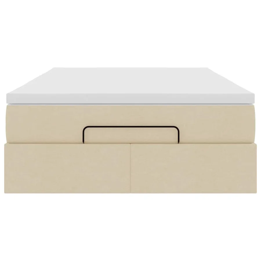Cadre de lit ottoman avec matelas crème 120x200cm tissu - 7