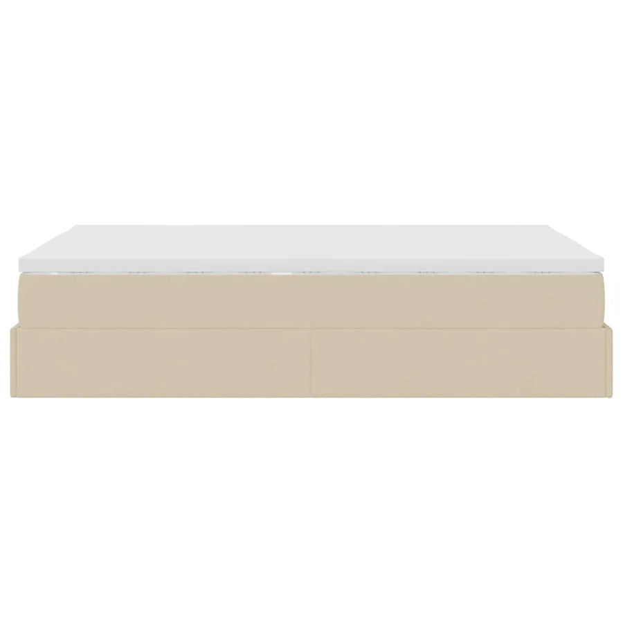 Cadre de lit ottoman avec matelas crème 120x200cm tissu - 9