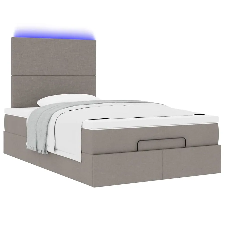 Cadre de lit ottoman avec matelas taupe 120x200 cm tissu - 6